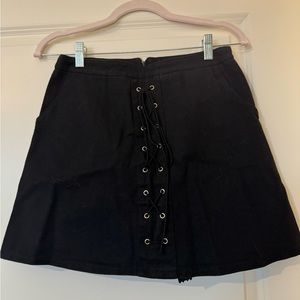Sadie and Sage Black Denim Lace Up Skirt